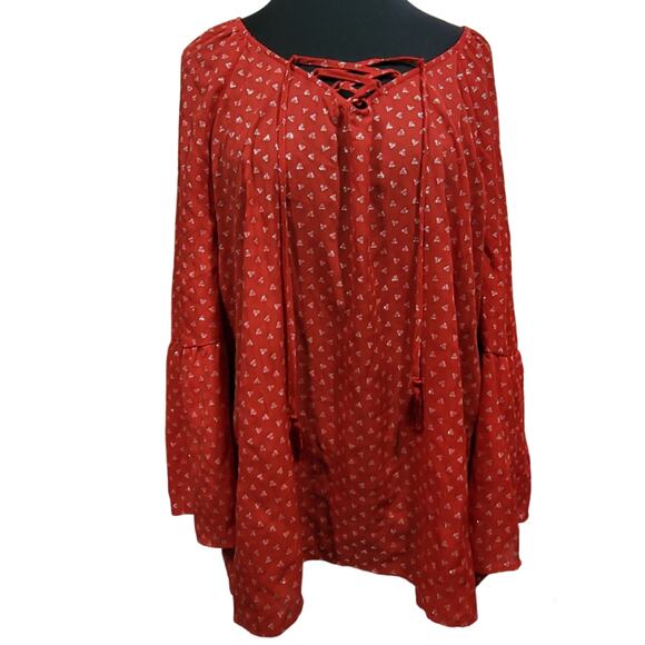 Red Blouse with Glitter Hearts Size 3XL - Picture 1 of 4
